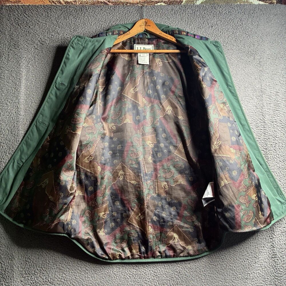 L.L. Bean Diamond Quilted Chore Jacket Coat Green Women's Large Vintage - Picture 5 of 14